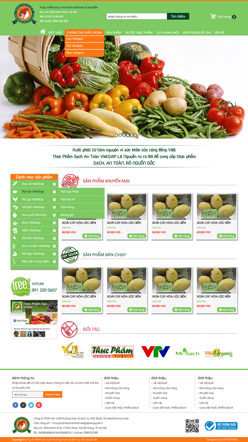 Thiết kế website thực phẩm đầy đủ chức năng
