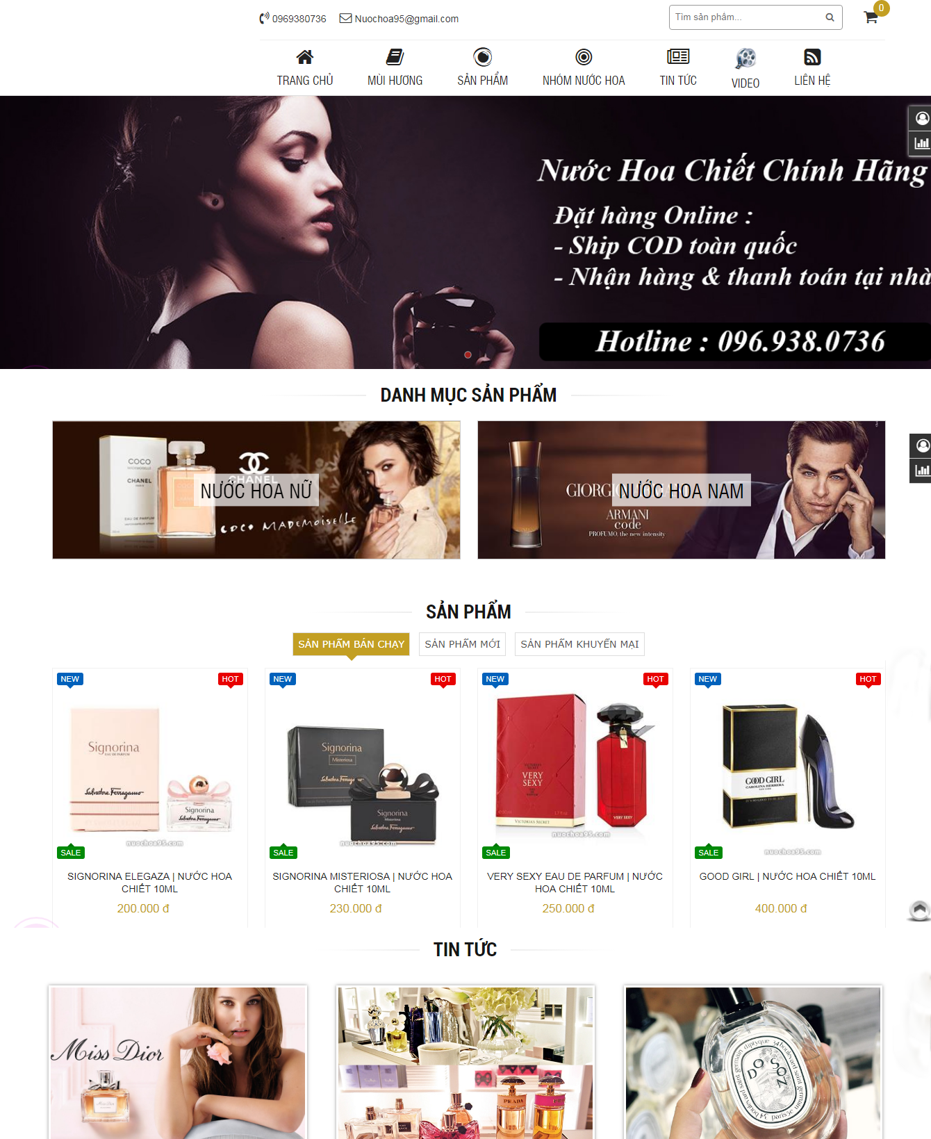 Thiết kế website mỹ phẩm, nước hoa đầy đủ chức năng